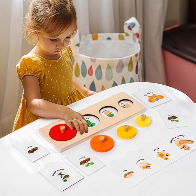 Montessori Wooden Animal Growth Process Puzzle Toy for Kids