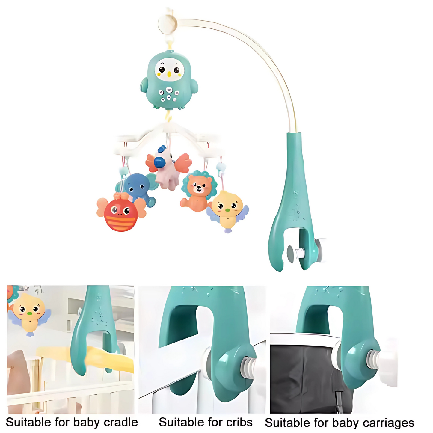 Baby Crib Mobile with Music & Remote – 360° Rotating(Hanging Rattle Toy)