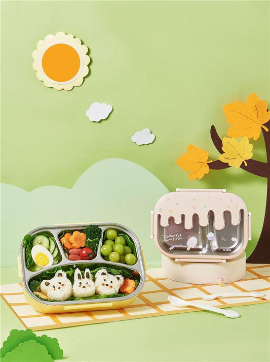 Creative 2 Grid Ice - cream Steel Lunch Box for Kids - Twisoo