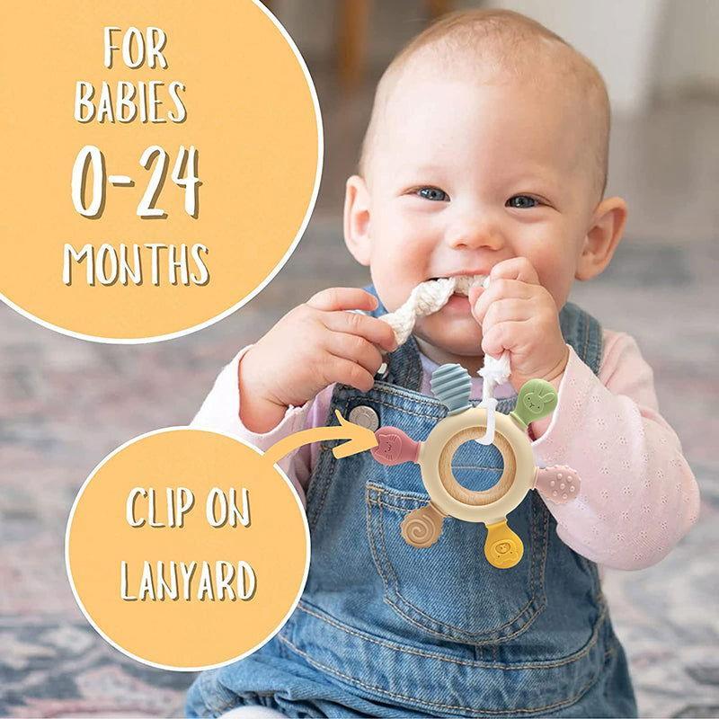 Cute & Stylish Multi Use Baby Teether - Wooden for Babies and Kids - Twisoo