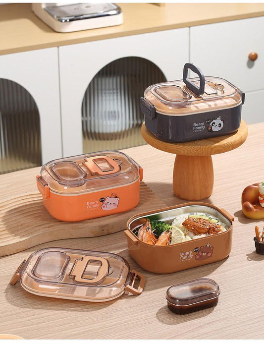 Double Delight - Bento Stainless Steel Lunch Box with Handle for Kids - Twisoo