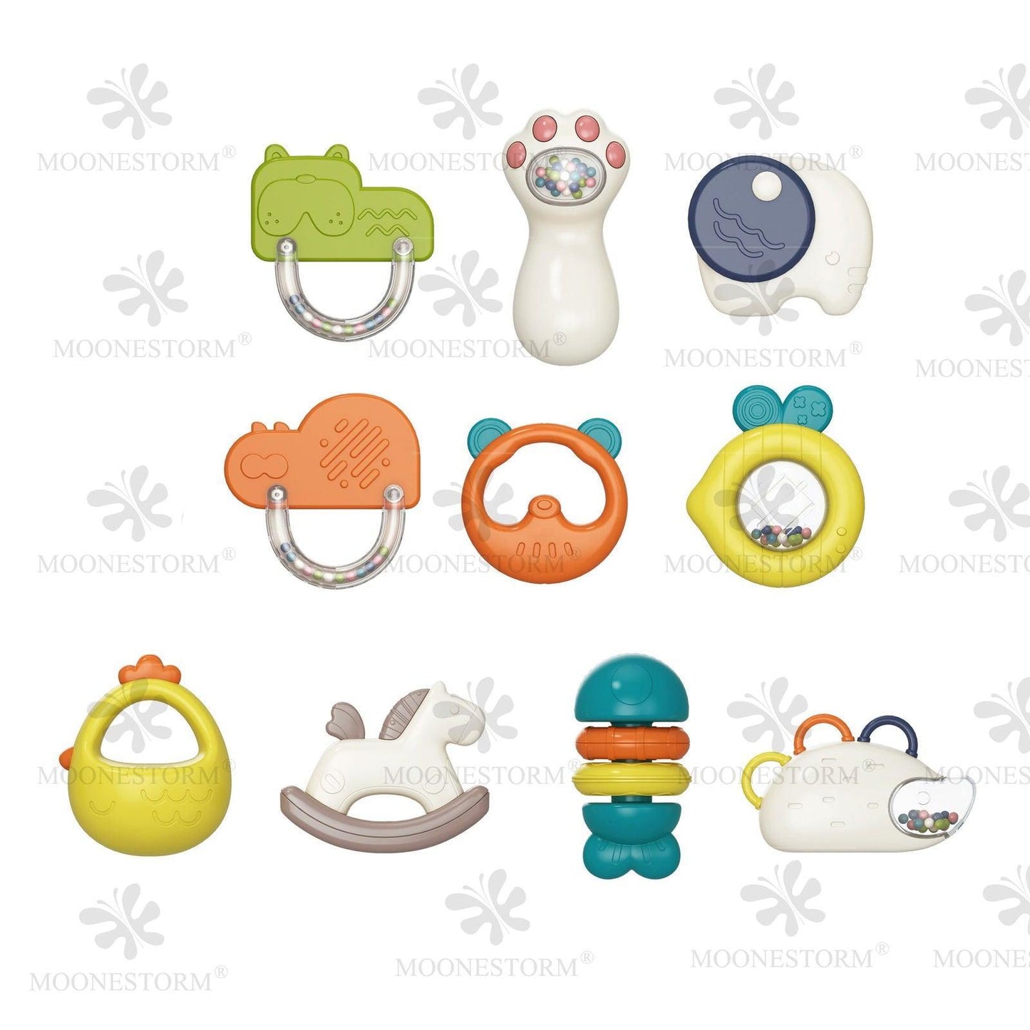 10pcs Rattle Toys Set with Suitcase for Infants | Safe and Fun Developmental Toy - Twisoo