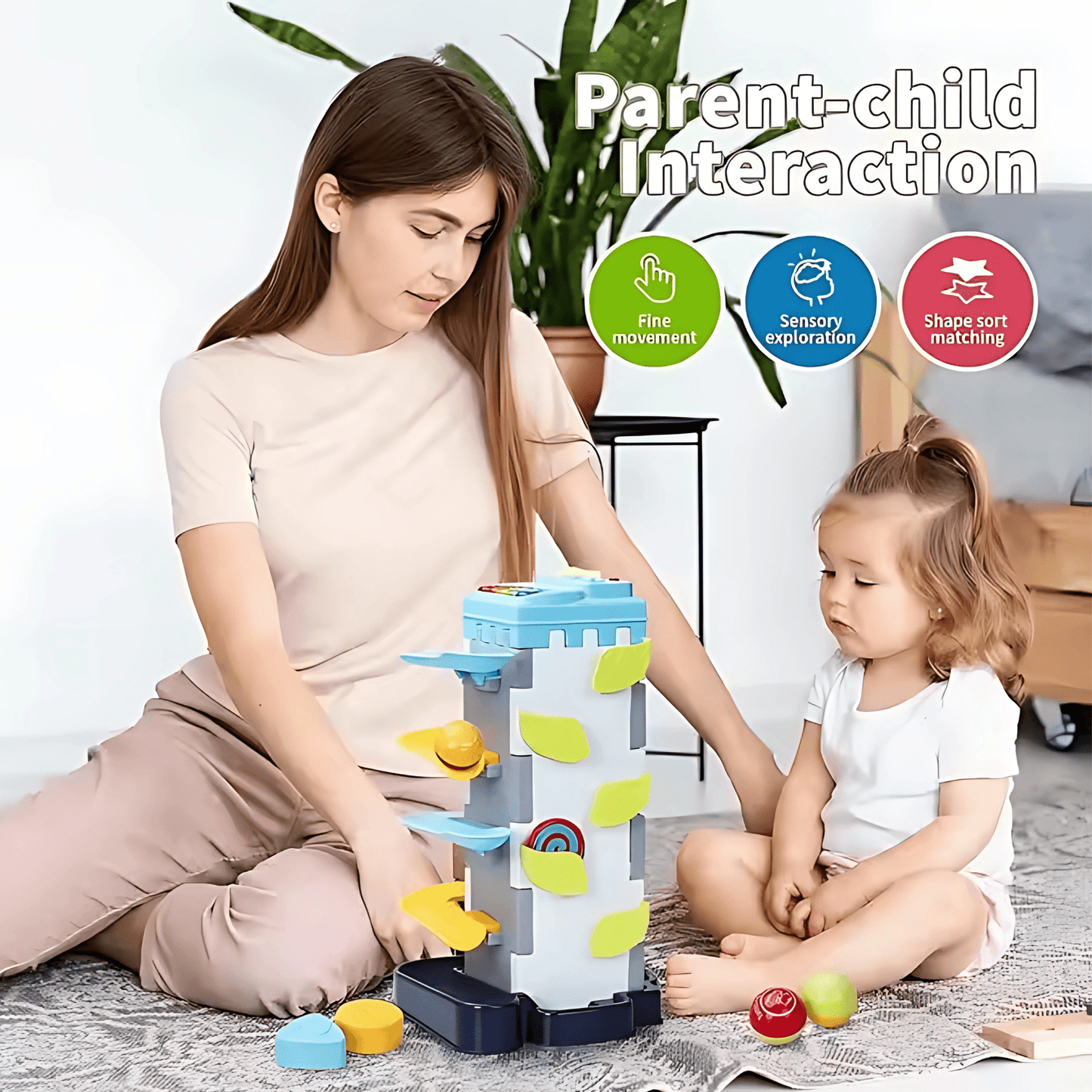 2 - in - 1 Playset with Race Track Shape Sorter &amp; Rolling Ball Piano - Twisoo