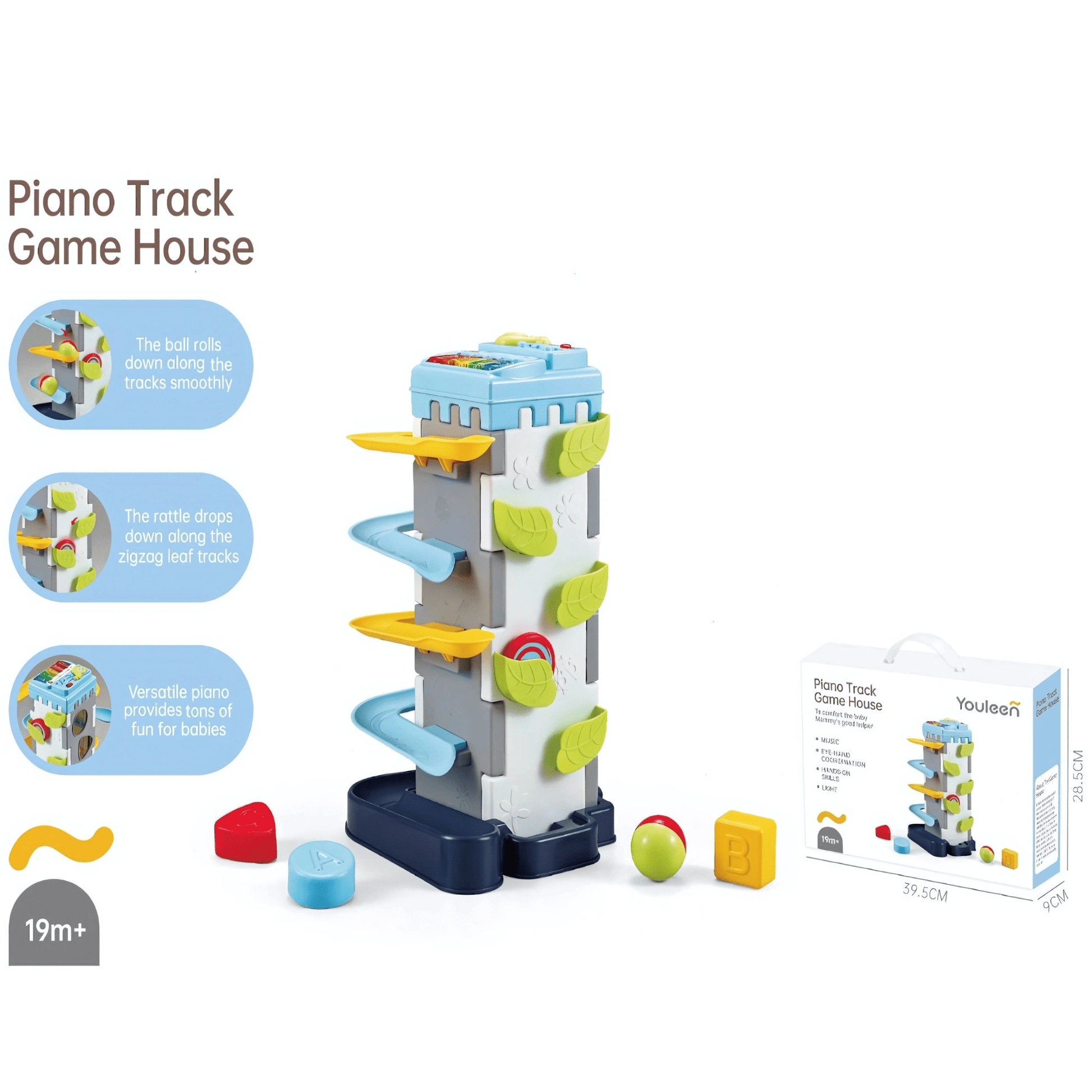 2 - in - 1 Playset with Race Track Shape Sorter &amp; Rolling Ball Piano - Twisoo
