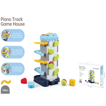 2 - in - 1 Playset with Race Track Shape Sorter &amp; Rolling Ball Piano - Twisoo