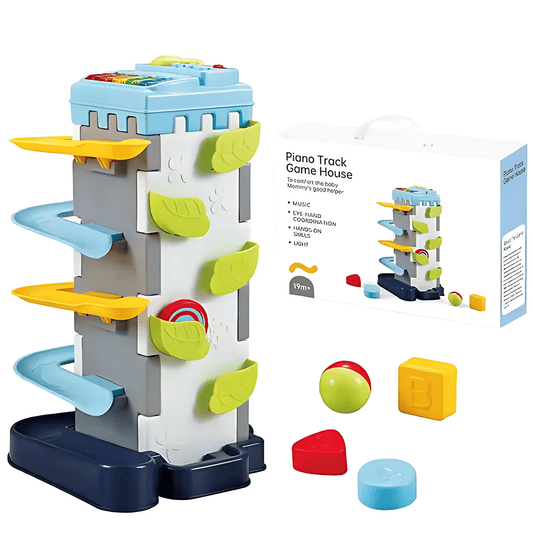 2 - in - 1 Playset with Race Track Shape Sorter &amp; Rolling Ball Piano - Twisoo