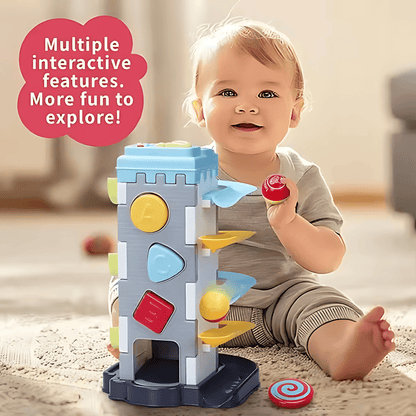 2 - in - 1 Playset with Race Track Shape Sorter &amp; Rolling Ball Piano - Twisoo