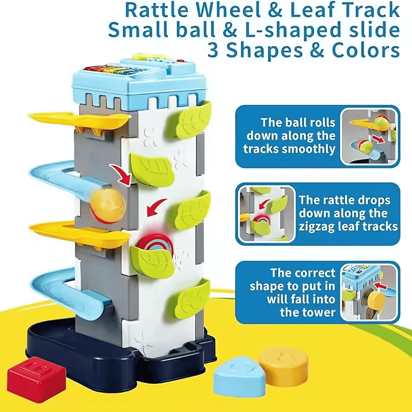 2 - in - 1 Playset with Race Track Shape Sorter &amp; Rolling Ball Piano - Twisoo