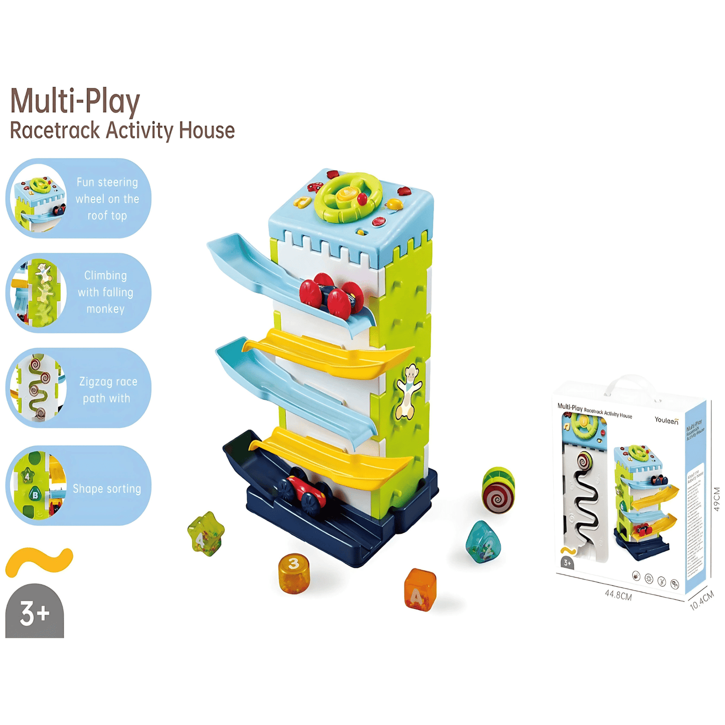 2 - in - 1 Playset with Race Track Shape Sorter &amp; Rolling Ball Piano(Green) - Twisoo