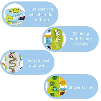 2 - in - 1 Playset with Race Track Shape Sorter &amp; Rolling Ball Piano(Green) - Twisoo