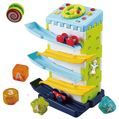 2 - in - 1 Playset with Race Track Shape Sorter &amp; Rolling Ball Piano(Green) - Twisoo