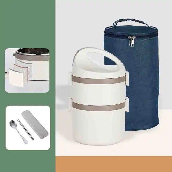 2 - Tier Stainless Steel Lunch Box with Insulated Bag for Office Use 🍱✨ - Twisoo