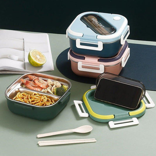304 Bento Lunchbox with 2 Compartment with Spoons for Teenagers and Adults - Twisoo