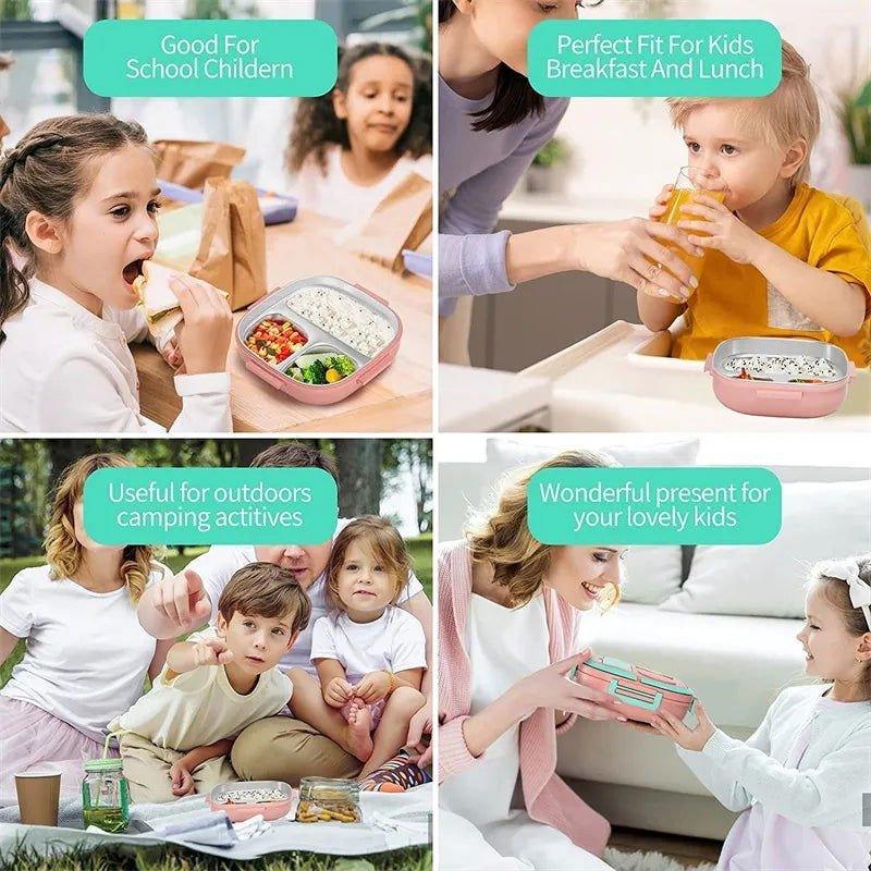 304 Portable - Stainless Steel Lunch Box with 3 Compartment for Kids - Twisoo