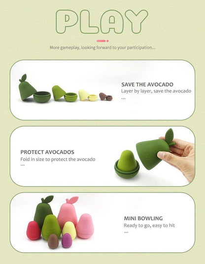4 PCS Silicon Avocado - Stack Toy Set for Babies - Twisoo