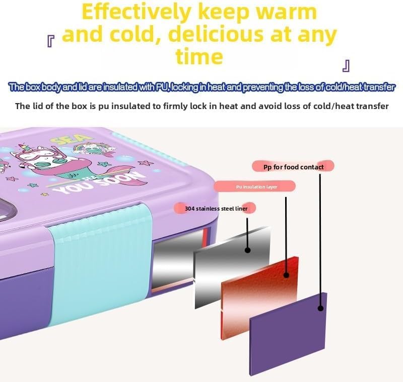 Stainless Steel School Lunch Box for Kids – 3 Compartment, 600ml