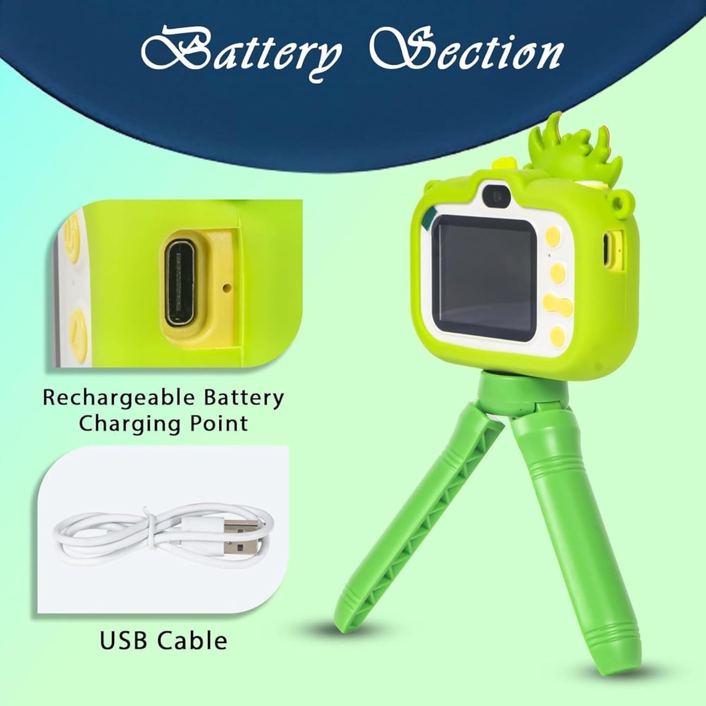 3D Cartoon Kids Digital Camera with Tripod