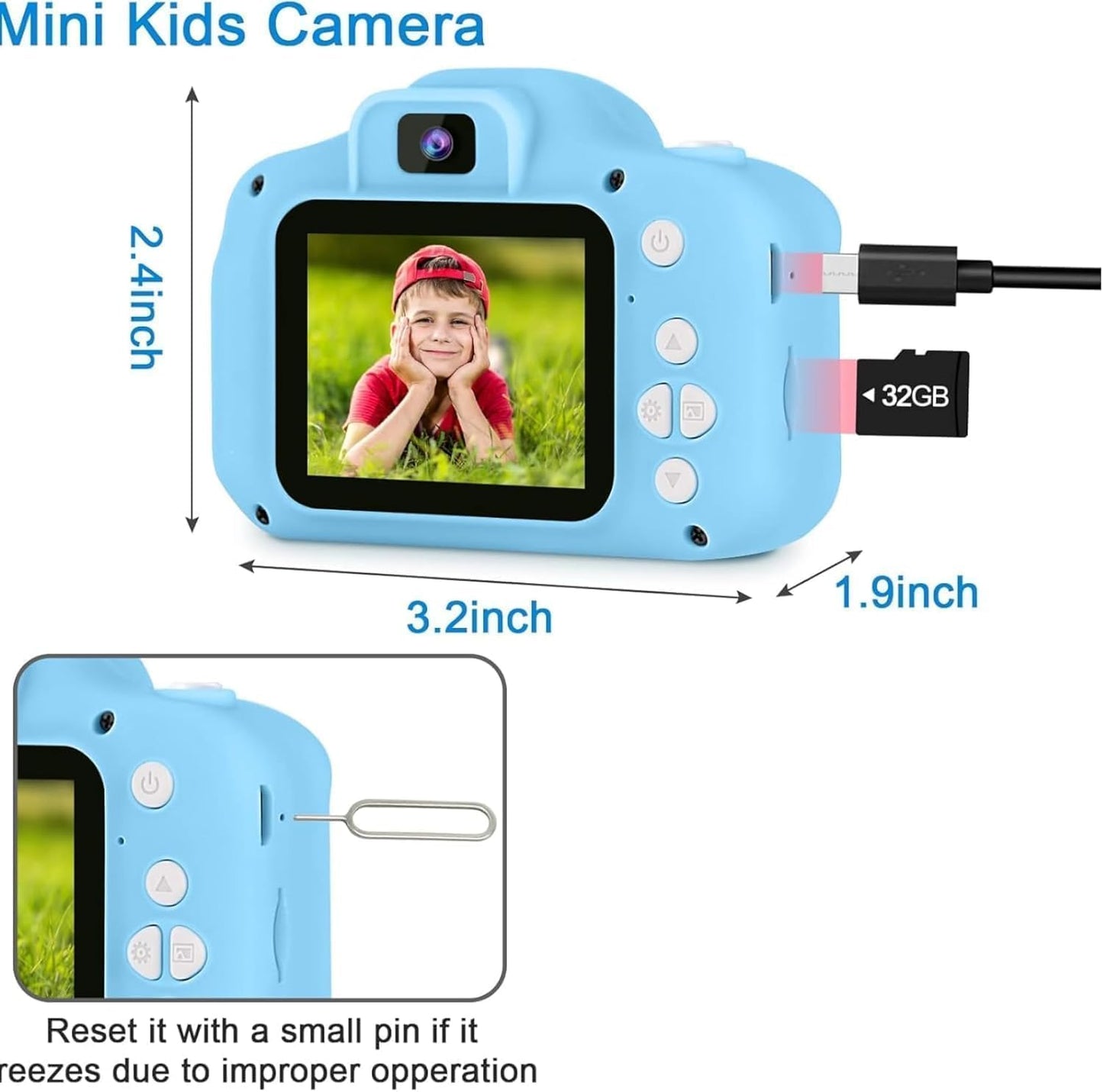 3D Cartoon Kids Digital Camera with Tripod