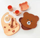 7 PCS Bear Face Food Plate Set with Cups and Spoons with Toddlers - Twisoo
