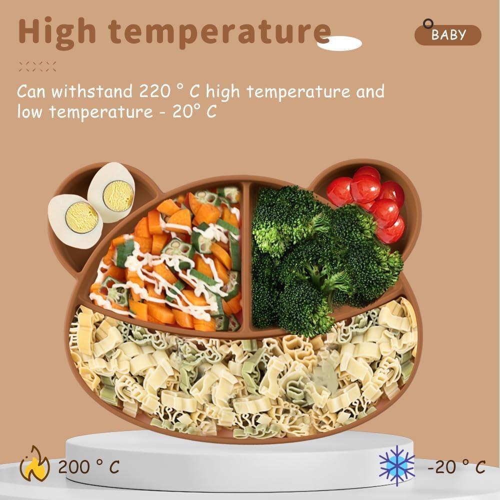 7 PCS Bear Face Food Plate Set with Cups and Spoons with Toddlers - Twisoo