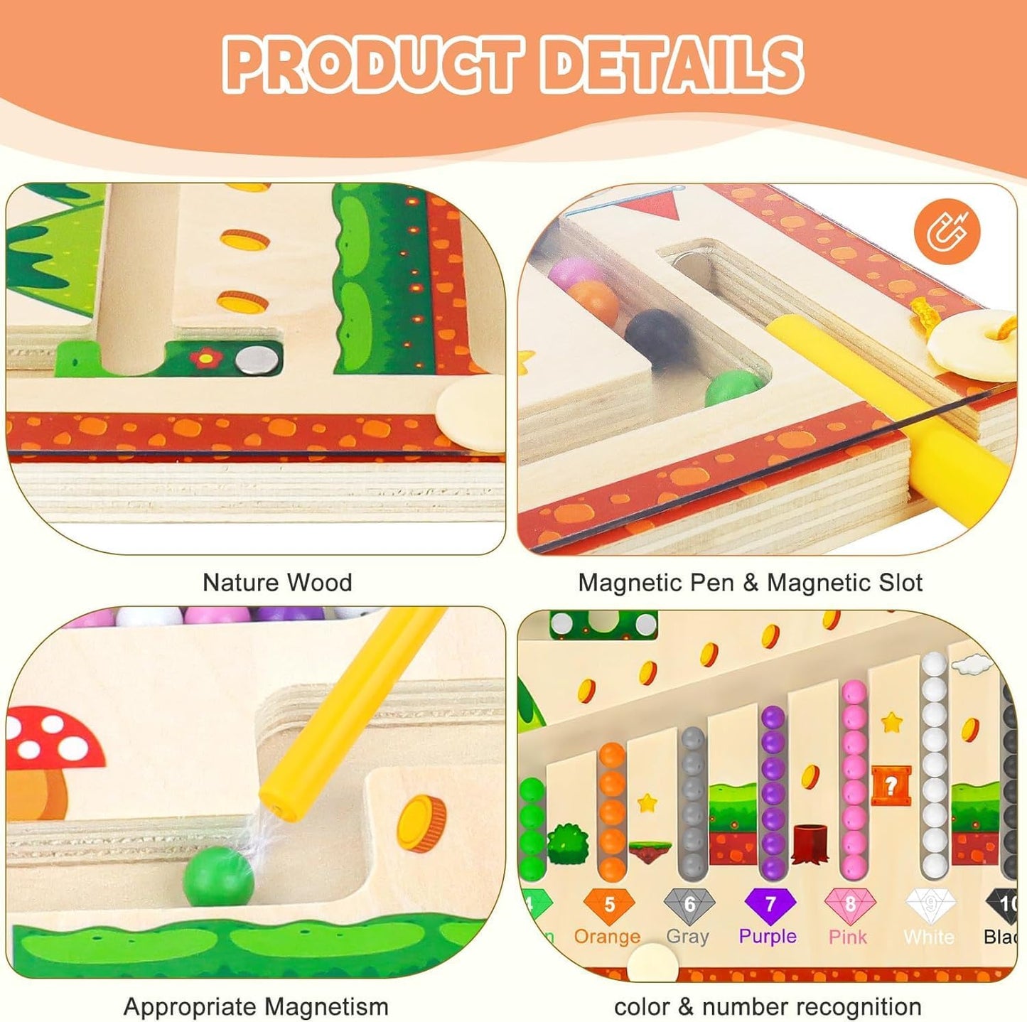 Twisoo Montessori Magnetic Color & Number Maze Board – 2-in-1 for Toddlers