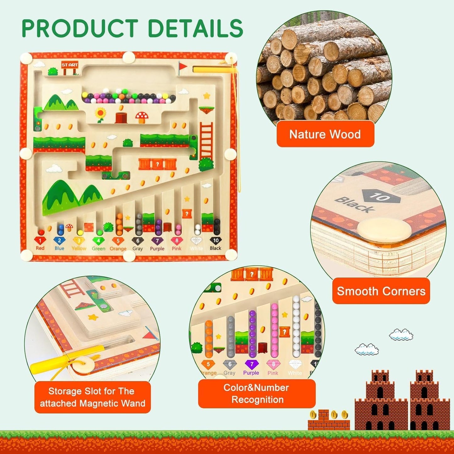 Twisoo Montessori Magnetic Color & Number Maze Board – 2-in-1 for Toddlers