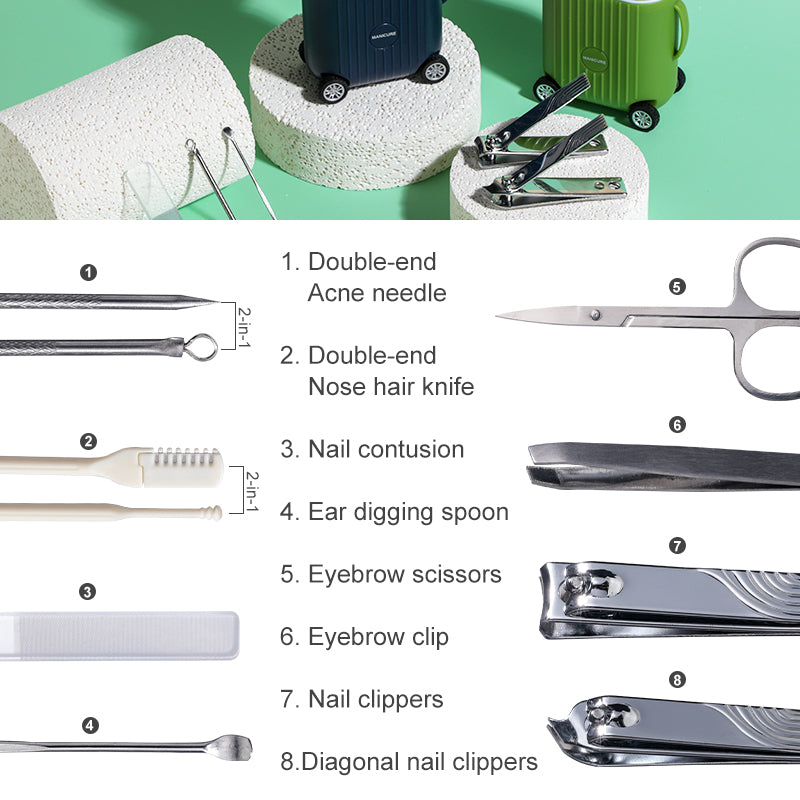 12-in-1 Stainless Steel Manicure Set – Portable Nail Clippers &amp; Beauty Tools Kit