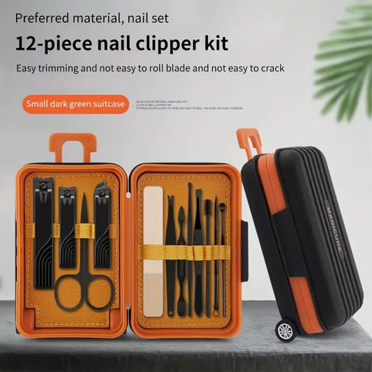 12-in-1 Stainless Steel Manicure Set – Portable Nail Clippers &amp; Beauty Tools Kit