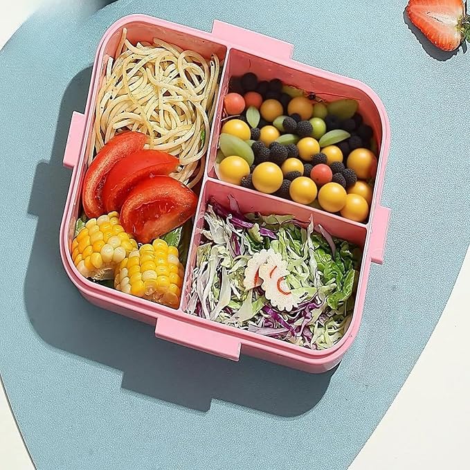Dual Layer Bento Lunch Box with 3 Compartments