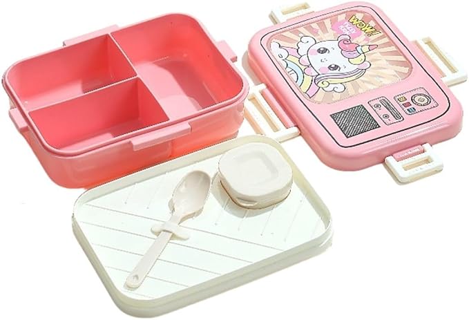 Dual Layer Bento Lunch Box with 3 Compartments