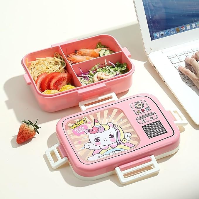 Dual Layer Bento Lunch Box with 3 Compartments