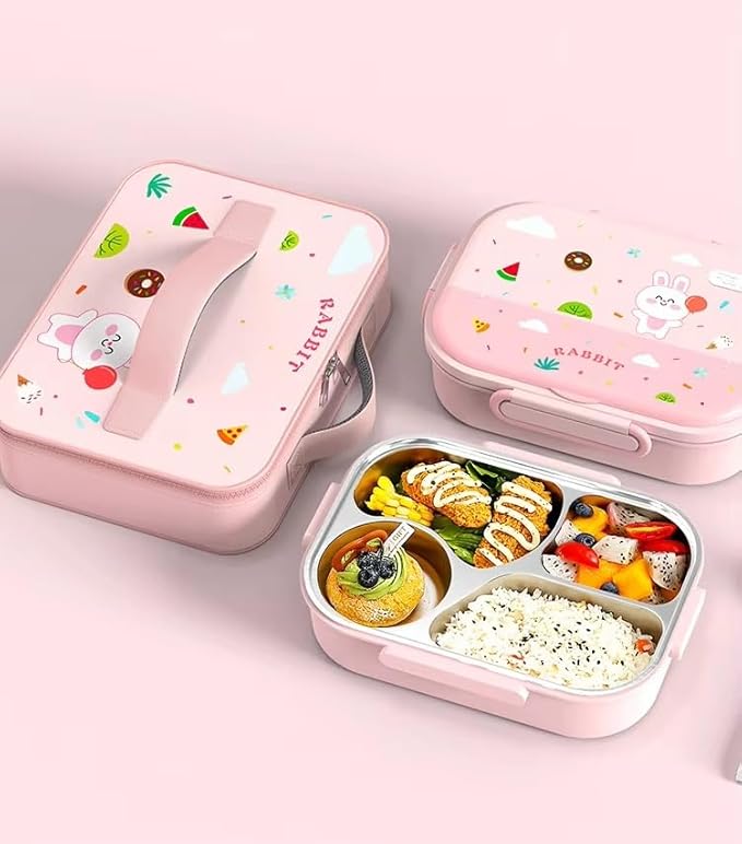 Kids Bento Lunch Box with Insulated Carry Bag