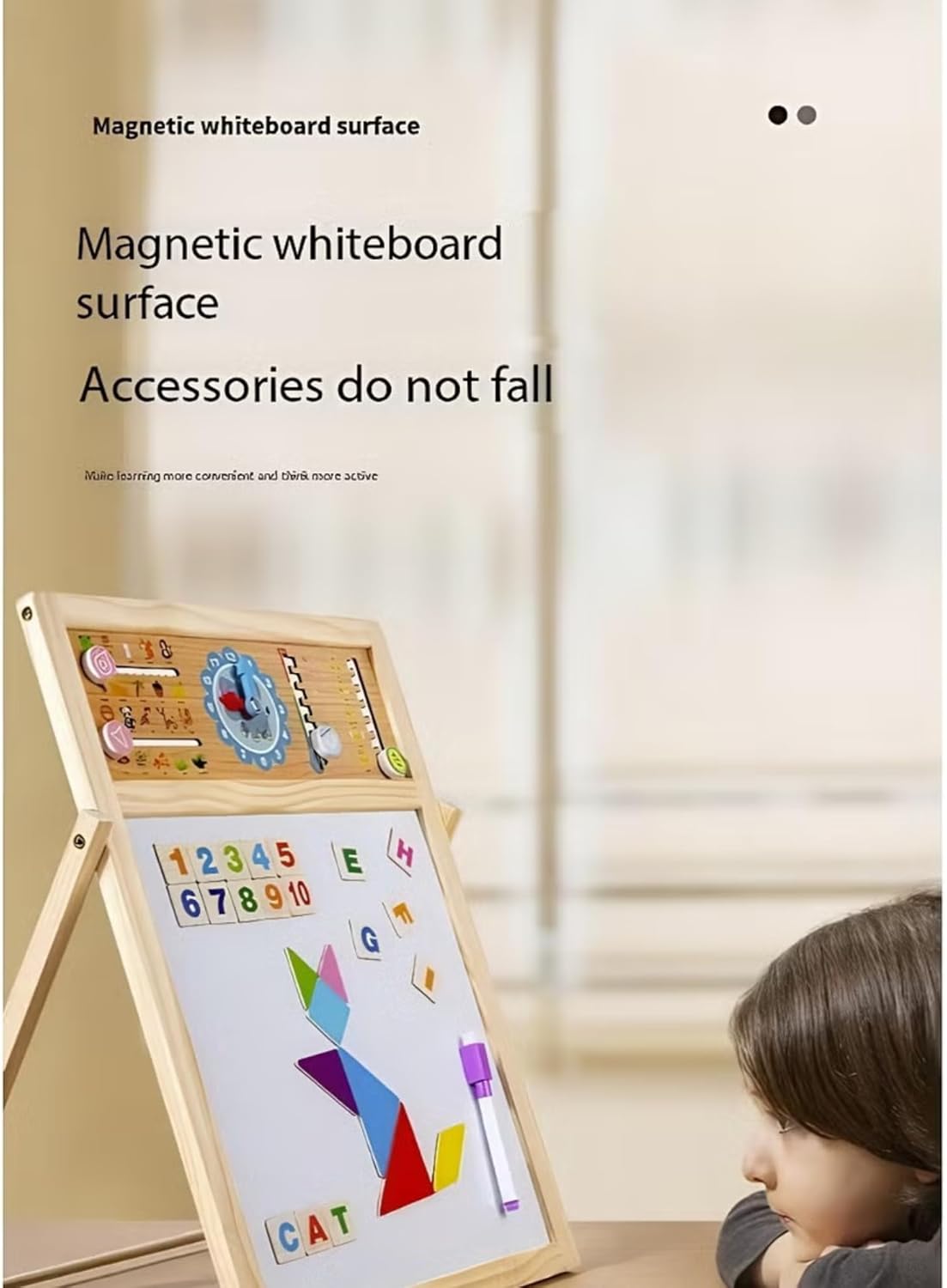 Kids Double-Sided Wooden Art Easel with Magnetic Black & White Board
