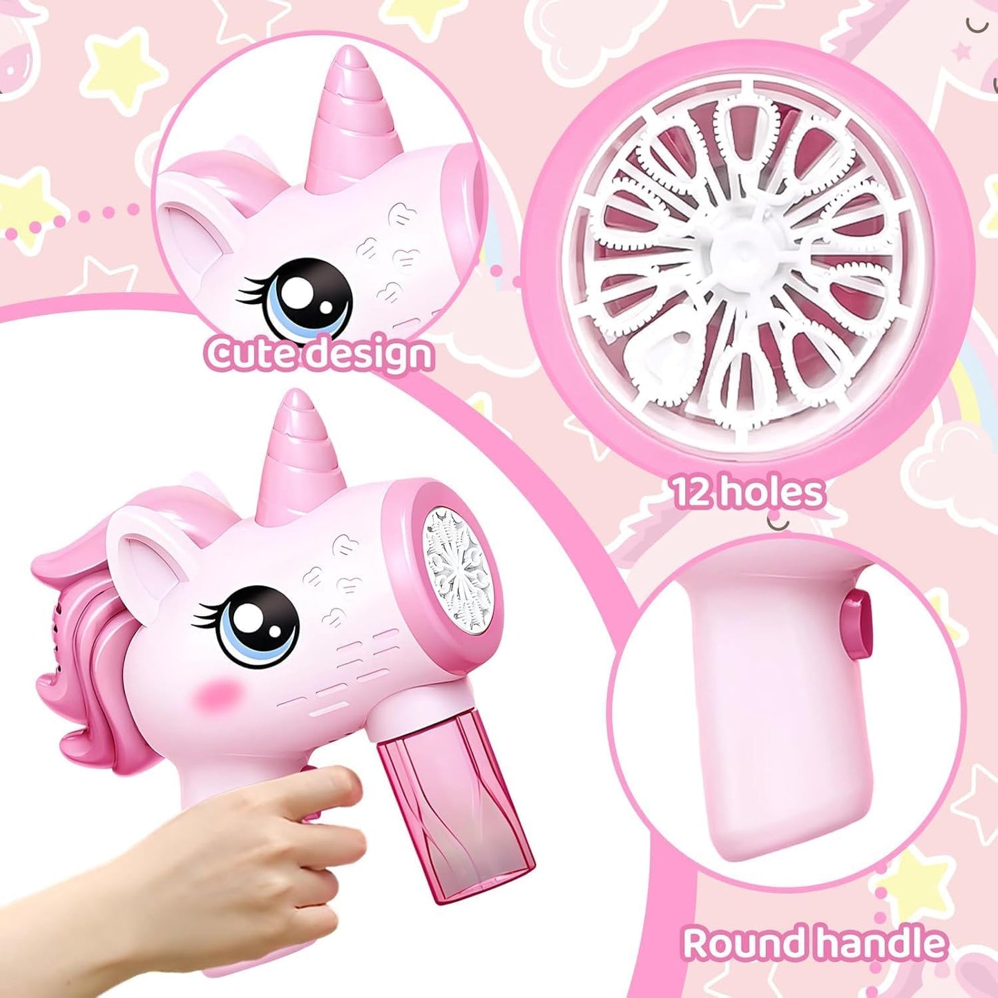 Kids Unicorn Bubble Machine Gun – Pack of 2(Blue+Pink)