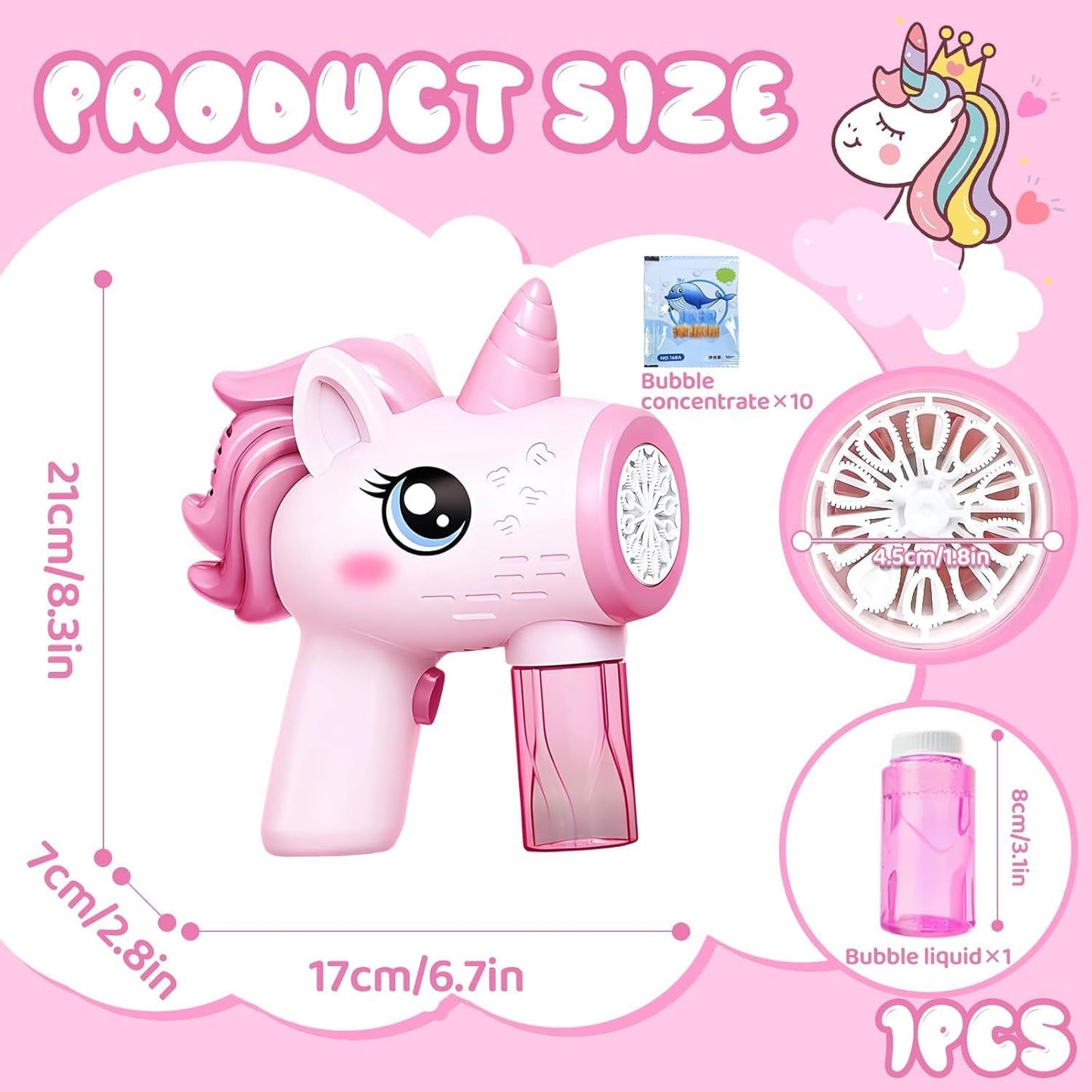 Kids Unicorn Bubble Machine Gun – Pack of 2(Blue+Pink)