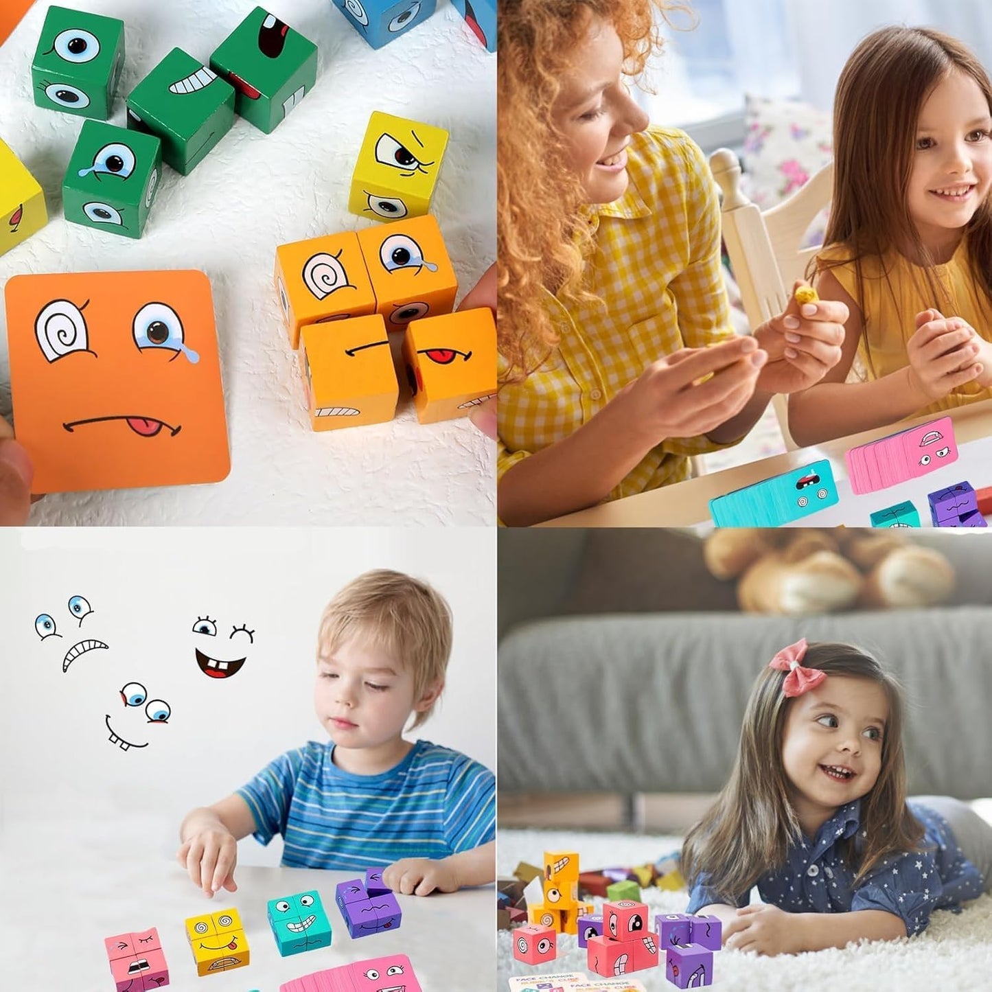 Magic Cube Funny Face Puzzle for Kids | Educational Expression Blocks