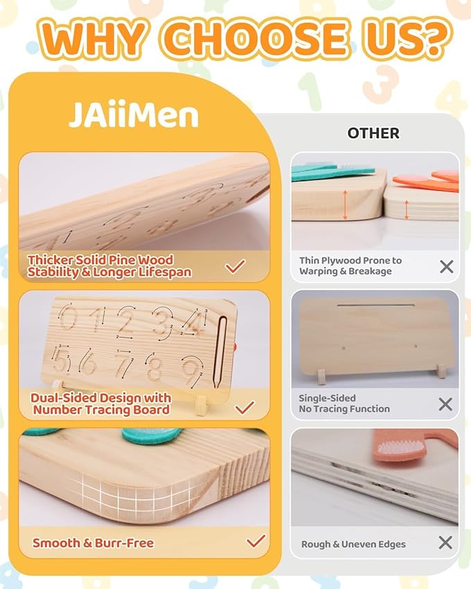Montessori Wooden Educational Finger Counting Math Game For Toddlers