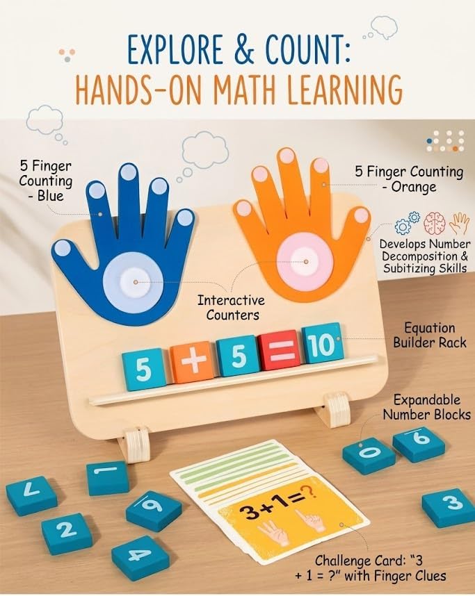 Montessori Wooden Educational Finger Counting Math Game For Toddlers