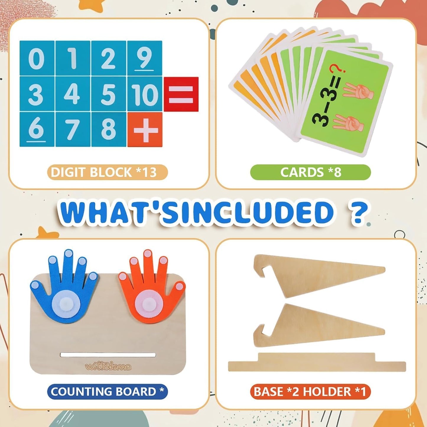 Montessori Wooden Educational Finger Counting Math Game For Toddlers