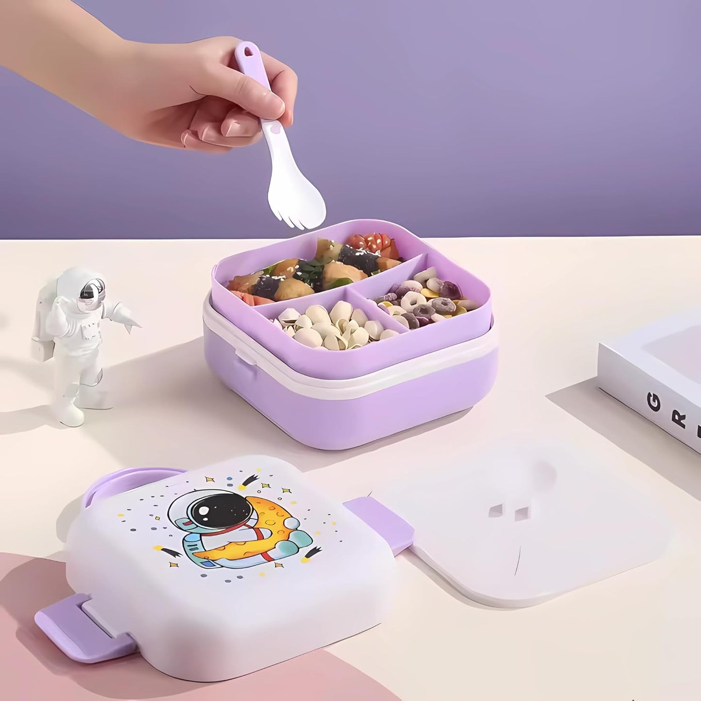 Portable Plastic Lunch Box Set –School & Office Use 1000ml