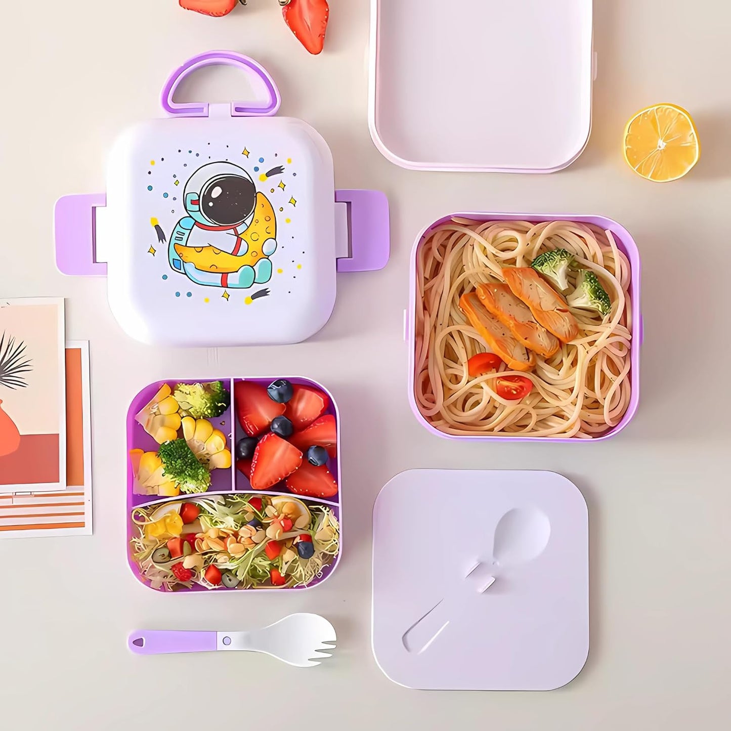Portable Plastic Lunch Box Set –School & Office Use 1000ml