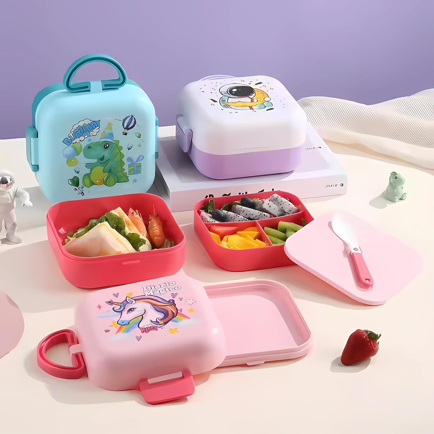 Portable Plastic Lunch Box Set –School & Office Use 1000ml
