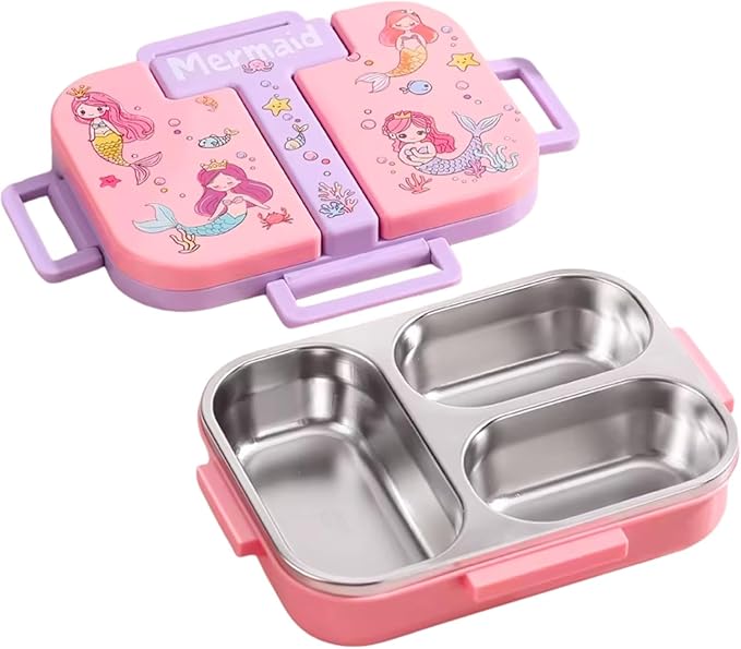 Kids Stainless Steel Lunch Box with 3 Compartments 600ml
