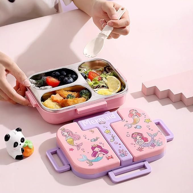 Kids Stainless Steel Lunch Box with 3 Compartments 600ml