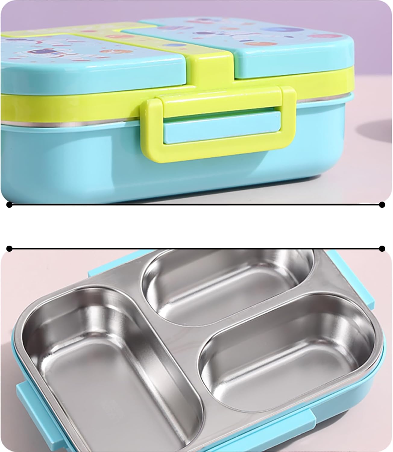 Kids Stainless Steel Lunch Box with 3 Compartments 600ml