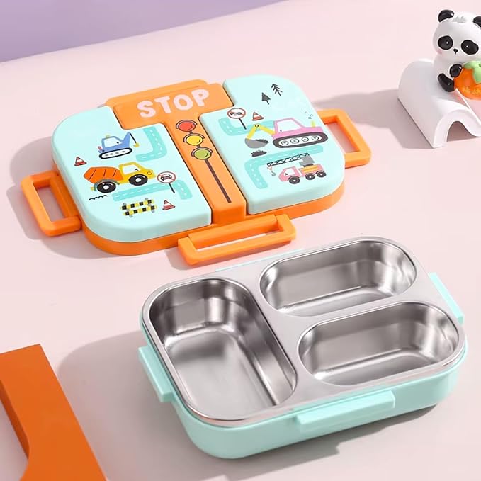 Kids Stainless Steel Lunch Box with 3 Compartments 600ml