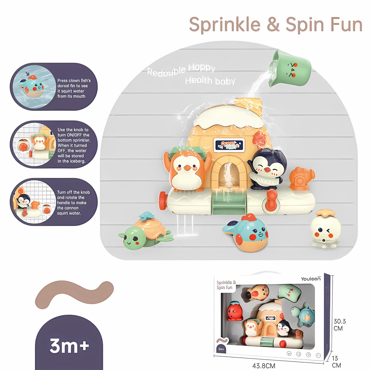 Twisoo Animal Penguin Waterfall Bathtub Toys for Babies