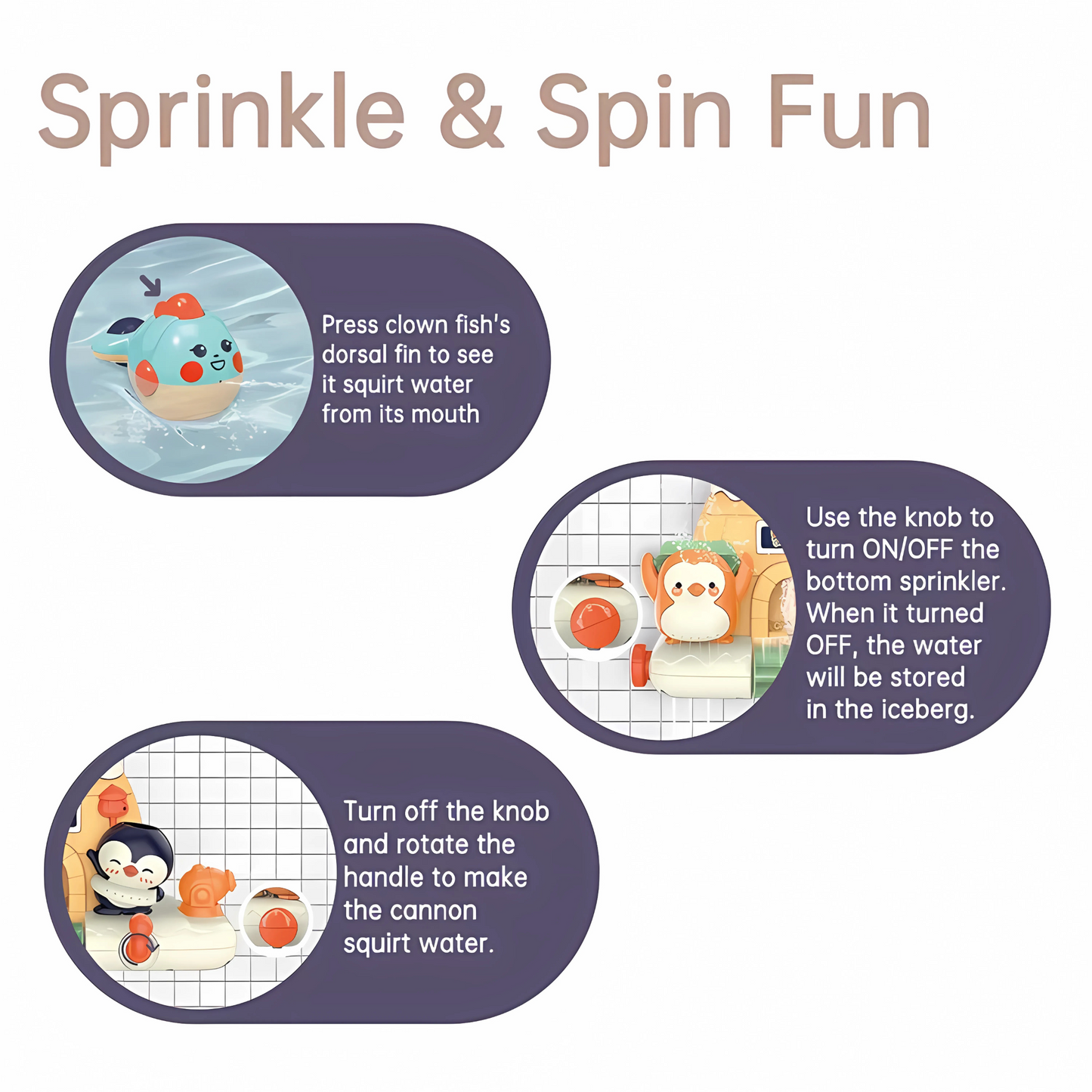 Twisoo Animal Penguin Waterfall Bathtub Toys for Babies