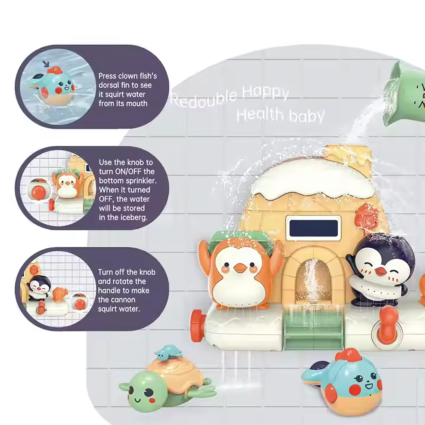 Twisoo Animal Penguin Waterfall Bathtub Toys for Babies