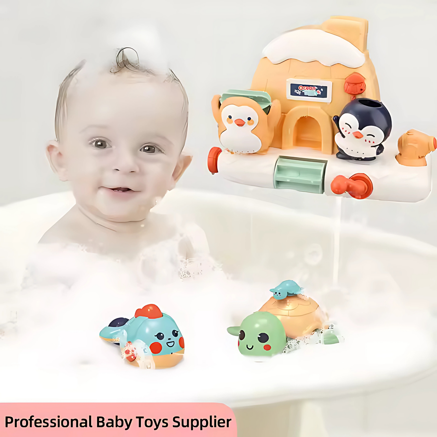 Twisoo Animal Penguin Waterfall Bathtub Toys for Babies